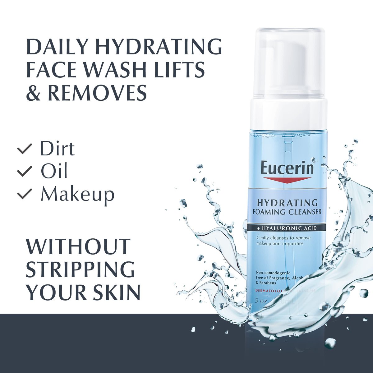 Eucerin Hydrating Foaming Daily Facial Cleanser with Hyaluronic Acid, 5 Fl Oz - görsel 3