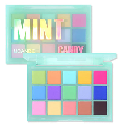 UCANBE Colorful Matte Eyeshadow Palette - 15 Pastel Shades Mint Candy, High Pigment & Blendable