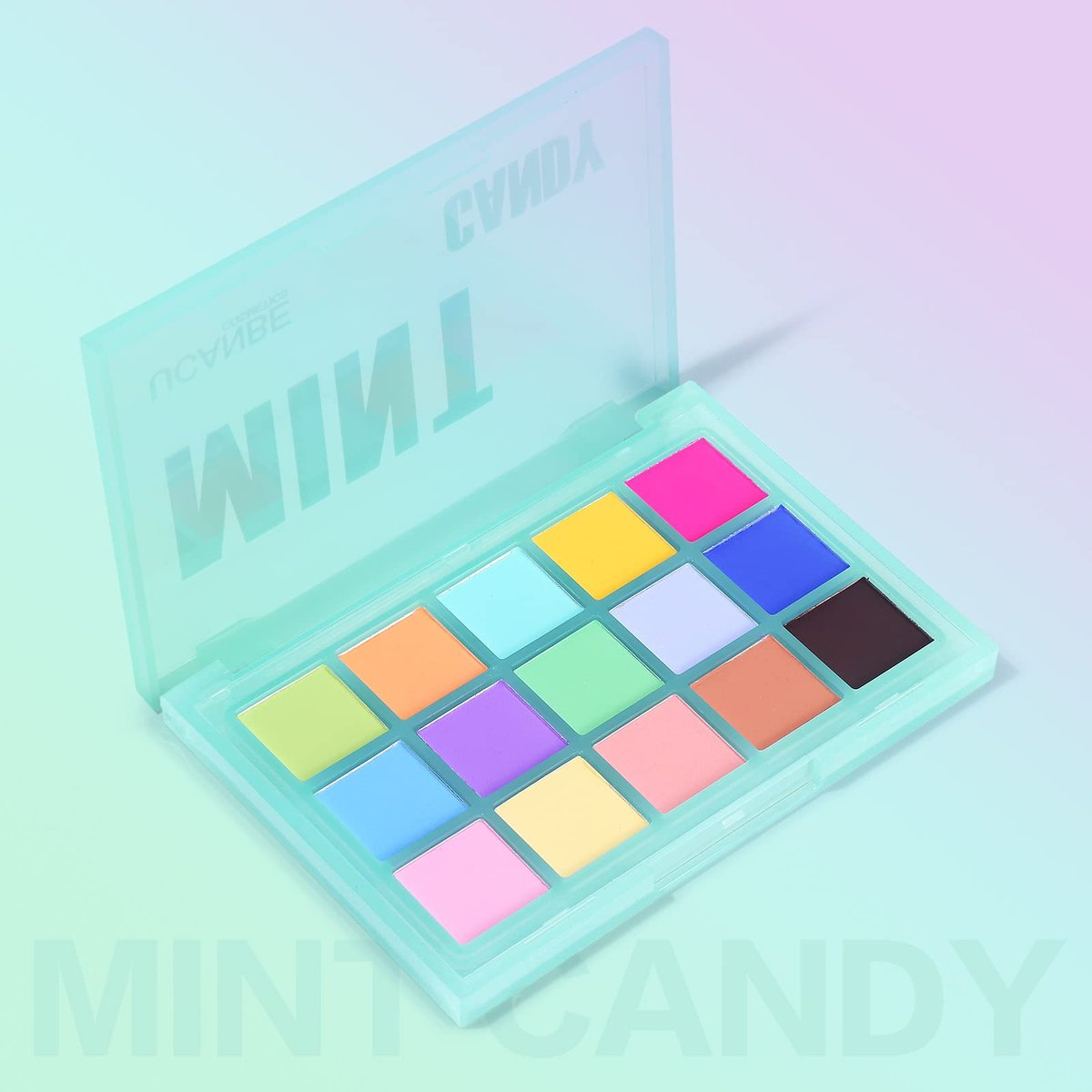 UCANBE Colorful Matte Eyeshadow Palette - 15 Pastel Shades Mint Candy, High Pigment & Blendable - görsel 14