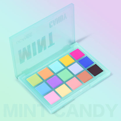 UCANBE Colorful Matte Eyeshadow Palette - 15 Pastel Shades Mint Candy, High Pigment & Blendable