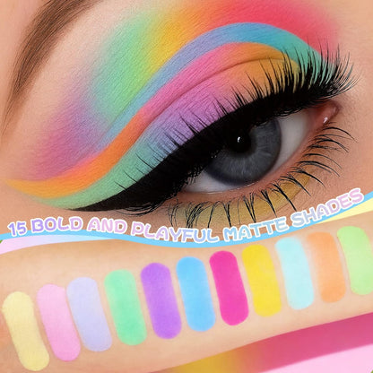 UCANBE Colorful Matte Eyeshadow Palette - 15 Pastel Shades Mint Candy, High Pigment & Blendable