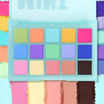 UCANBE Colorful Matte Eyeshadow Palette - 15 Pastel Shades Mint Candy, High Pigment & Blendable