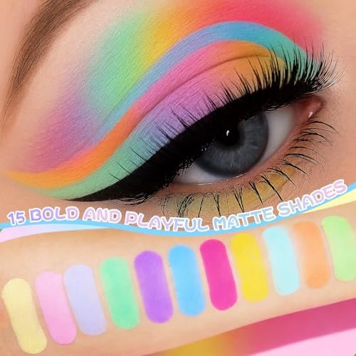 UCANBE Colorful Matte Eyeshadow Palette - 15 Pastel Shades Mint Candy, High Pigment & Blendable - görsel 9