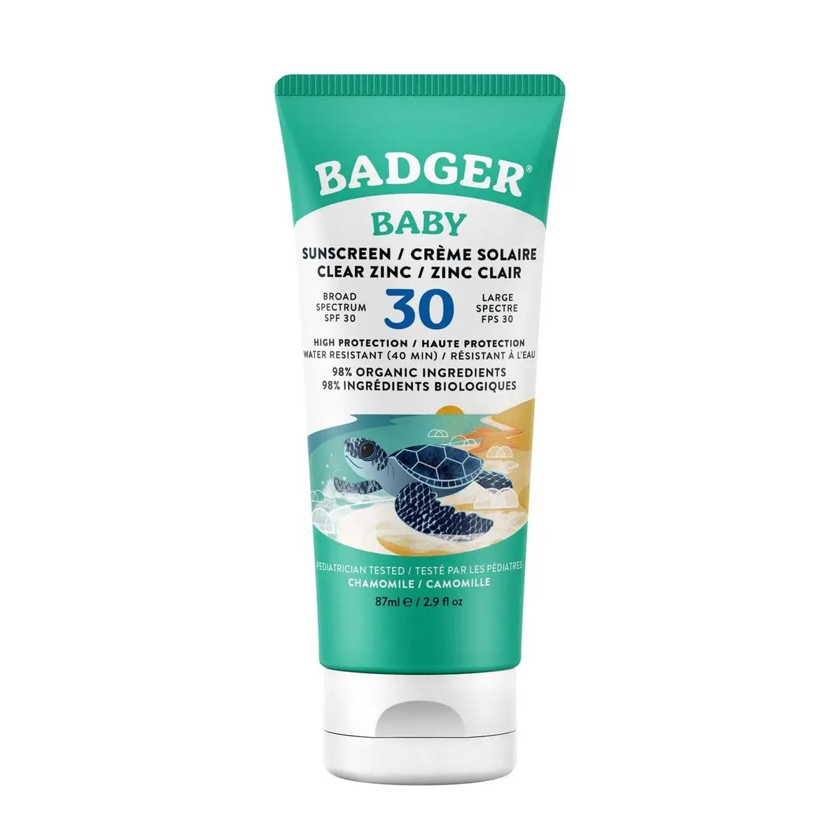 Badger Baby Clear Zinc Sunscreen SPF 30 - 87ml (3 oz) - Natural Mineral Sun Protection for Babies & Kids Avelisse
