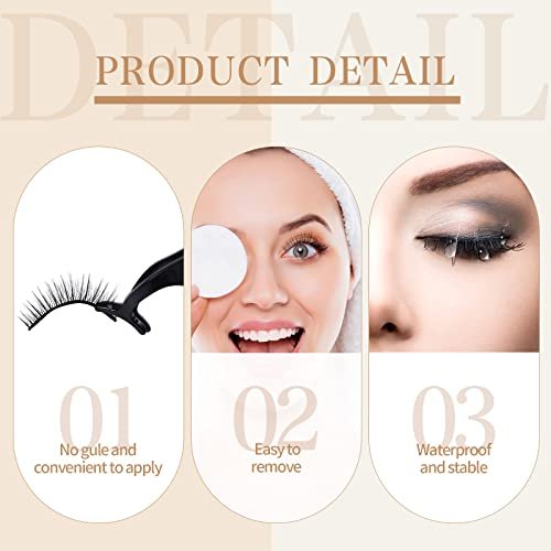 Nuogo 24 Pairs Reusable Self Adhesive Eyelashes - Natural Look False Lashes No Glue Needed with Applicator Tool Avelisse