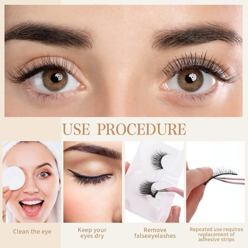 Nuogo 24 Pairs Reusable Self Adhesive Eyelashes - Natural Look False Lashes No Glue Needed with Applicator Tool Avelisse