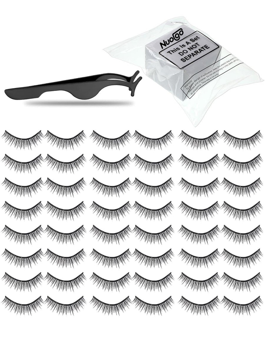 Nuogo 24 Pairs Reusable Self Adhesive Eyelashes - Natural Look False Lashes No Glue Needed with Applicator Tool Avelisse