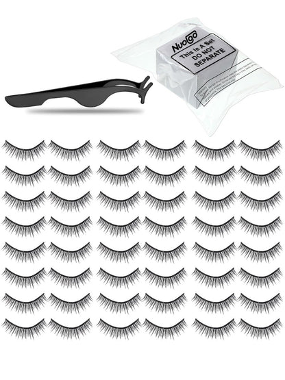 Nuogo 24 Pairs Reusable Self Adhesive Eyelashes - Natural Look False Lashes No Glue Needed with Applicator Tool Avelisse