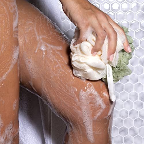 EcoTools Green 2-in-1 EcoPouf - Dual-Sided Shower Loofah Exfoliates & Cleanses Skin, Made of Recycled Netting, Eco-Friendly Bath Accessory, Cruelty-Free, 1 Count Avelisse