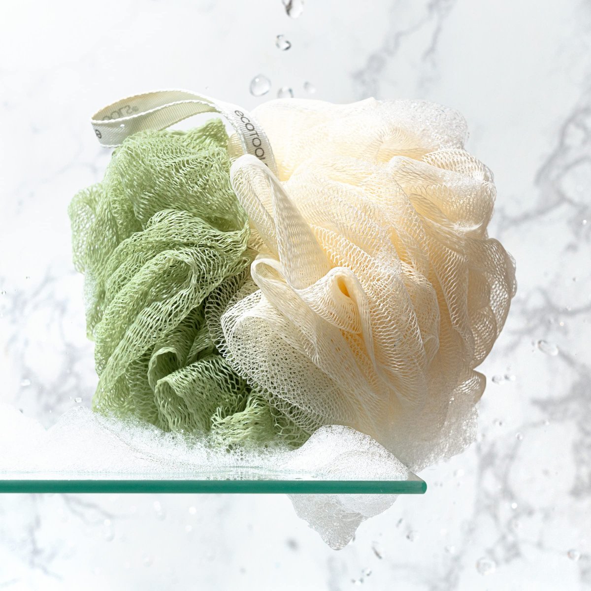 EcoTools Green 2-in-1 EcoPouf - Dual-Sided Shower Loofah Exfoliates & Cleanses Skin, Made of Recycled Netting, Eco-Friendly Bath Accessory, Cruelty-Free, 1 Count Avelisse