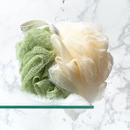 EcoTools Green 2-in-1 EcoPouf - Dual-Sided Shower Loofah Exfoliates & Cleanses Skin, Made of Recycled Netting, Eco-Friendly Bath Accessory, Cruelty-Free, 1 Count Avelisse