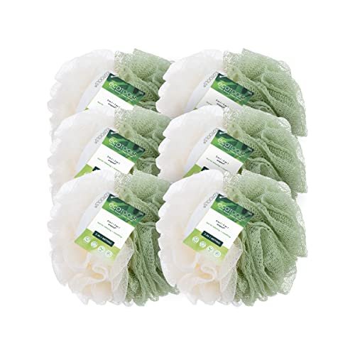 EcoTools Green 2-in-1 EcoPouf - Dual-Sided Shower Loofah Exfoliates & Cleanses Skin, Made of Recycled Netting, Eco-Friendly Bath Accessory, Cruelty-Free, 1 Count Avelisse