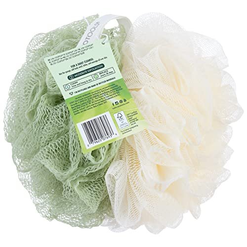 EcoTools Green 2-in-1 EcoPouf - Dual-Sided Shower Loofah Exfoliates & Cleanses Skin, Made of Recycled Netting, Eco-Friendly Bath Accessory, Cruelty-Free, 1 Count Avelisse