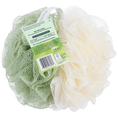 EcoTools Green 2-in-1 EcoPouf - Dual-Sided Shower Loofah Exfoliates & Cleanses Skin, Made of Recycled Netting, Eco-Friendly Bath Accessory, Cruelty-Free, 1 Count Avelisse
