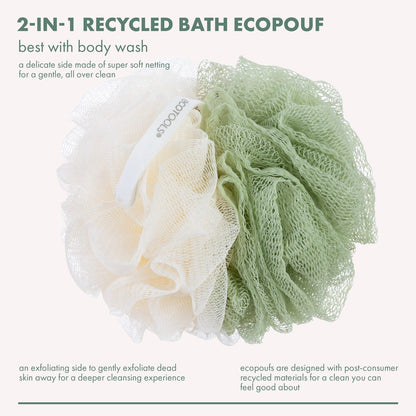 EcoTools Green 2-in-1 EcoPouf - Dual-Sided Shower Loofah Exfoliates & Cleanses Skin, Made of Recycled Netting, Eco-Friendly Bath Accessory, Cruelty-Free, 1 Count Avelisse