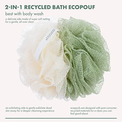 EcoTools Green 2-in-1 EcoPouf - Dual-Sided Shower Loofah Exfoliates & Cleanses Skin, Made of Recycled Netting, Eco-Friendly Bath Accessory, Cruelty-Free, 1 Count Avelisse