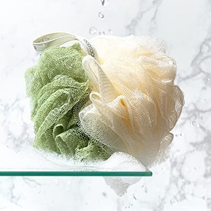EcoTools Green 2-in-1 EcoPouf - Dual-Sided Shower Loofah Exfoliates & Cleanses Skin, Made of Recycled Netting, Eco-Friendly Bath Accessory, Cruelty-Free, 1 Count Avelisse