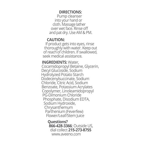 Aveeno Calm + Restore Redness Relief Foaming Cleanser – Gentle Daily Face Wash with Calming Feverfew, Hypoallergenic & Fragrance-Free, 6 fl. oz - görsel 17