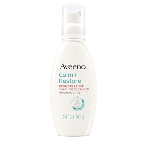 Aveeno Calm + Restore Redness Relief Foaming Cleanser – Gentle Daily Face Wash with Calming Feverfew, Hypoallergenic & Fragrance-Free, 6 fl. oz - görsel 1