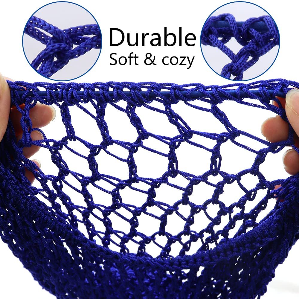TCOTBE 3-Pack Mesh Hair Net - Rayon Knit Snood Hat for Sleeping, Long Hair Cover, Soft Sleeping Cap for Women (Black, Royal Blue, Dark Blue) - görsel 5