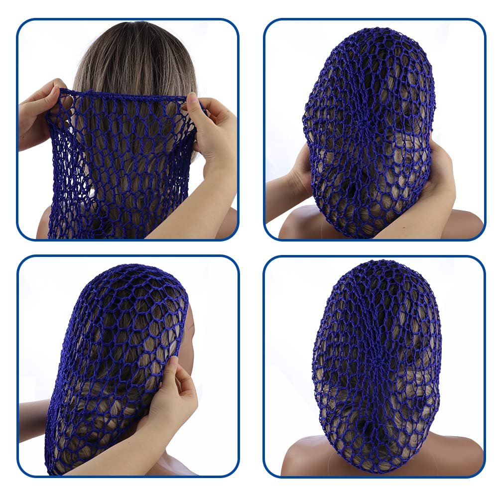 TCOTBE 3-Pack Mesh Hair Net - Rayon Knit Snood Hat for Sleeping, Long Hair Cover, Soft Sleeping Cap for Women (Black, Royal Blue, Dark Blue) - görsel 7