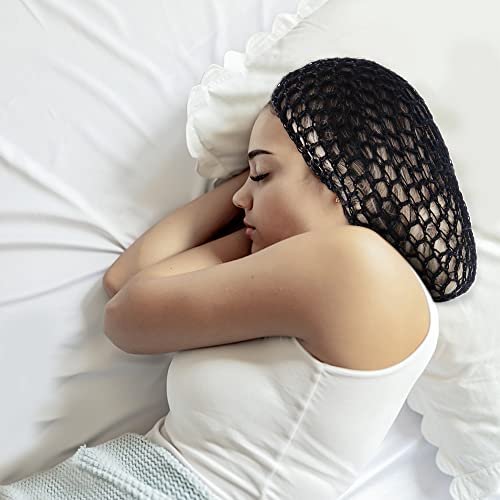 TCOTBE 3-Pack Mesh Hair Net - Rayon Knit Snood Hat for Sleeping, Long Hair Cover, Soft Sleeping Cap for Women (Black, Royal Blue, Dark Blue) - görsel 12