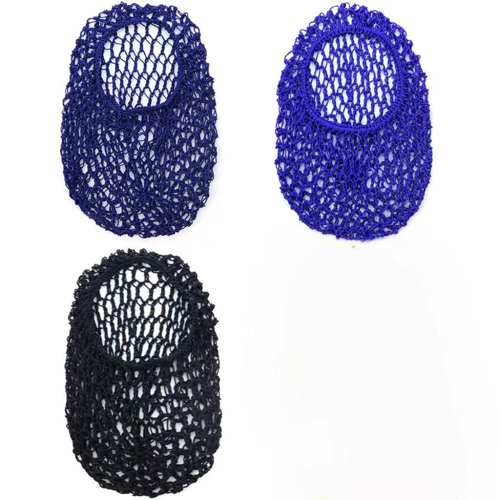 TCOTBE 3-Pack Mesh Hair Net - Rayon Knit Snood Hat for Sleeping, Long Hair Cover, Soft Sleeping Cap for Women (Black, Royal Blue, Dark Blue) - görsel 1