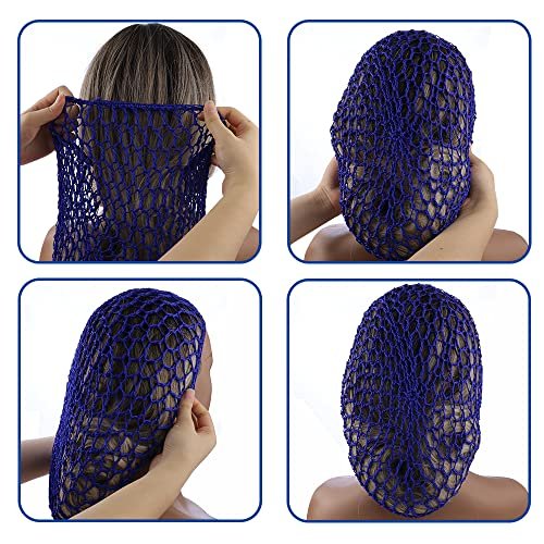TCOTBE 3-Pack Mesh Hair Net - Rayon Knit Snood Hat for Sleeping, Long Hair Cover, Soft Sleeping Cap for Women (Black, Royal Blue, Dark Blue) - görsel 8