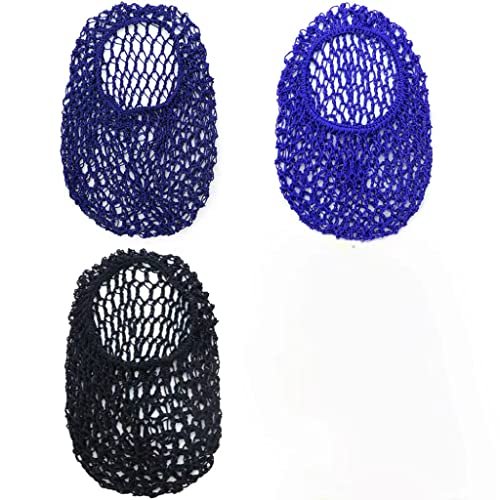 TCOTBE 3-Pack Mesh Hair Net - Rayon Knit Snood Hat for Sleeping, Long Hair Cover, Soft Sleeping Cap for Women (Black, Royal Blue, Dark Blue) - görsel 2