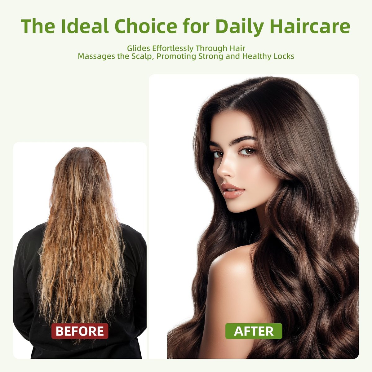 MRD Natural Bamboo Paddle Hair Brush - Detangling Brush for Thick, Thin, Curly, Dry Hair | Scalp Massage for Women & Men - görsel 13
