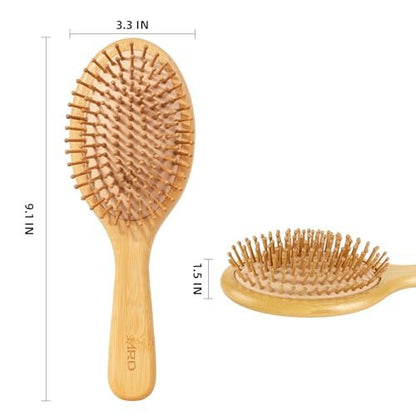 MRD Natural Bamboo Paddle Hair Brush - Detangling Brush for Thick, Thin, Curly, Dry Hair | Scalp Massage for Women & Men