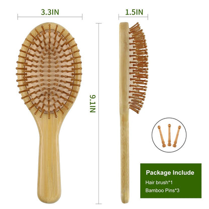 MRD Natural Bamboo Paddle Hair Brush - Detangling Brush for Thick, Thin, Curly, Dry Hair | Scalp Massage for Women & Men