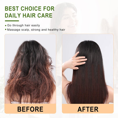MRD Natural Bamboo Paddle Hair Brush - Detangling Brush for Thick, Thin, Curly, Dry Hair | Scalp Massage for Women & Men