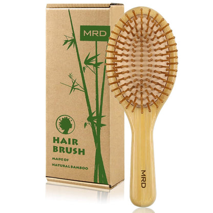 MRD Natural Bamboo Paddle Hair Brush - Detangling Brush for Thick, Thin, Curly, Dry Hair | Scalp Massage for Women & Men