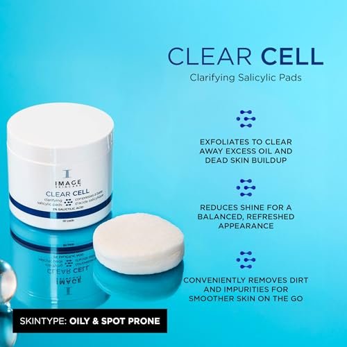 IMAGE Skincare CLEAR CELL Salicylic Clarifying Pads - Exfoliating Wipes for Oily & Prone Skin, 60 Count Avelisse
