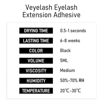 VEYES INC Extra Strong Eyelash Extension Glue – 1 Sec Drying, 8 Weeks Retention, Black Professional Lash Adhesive Avelisse