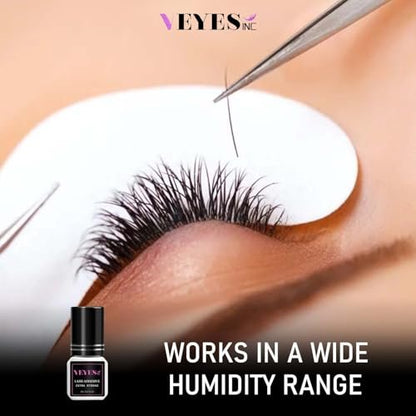 VEYES INC Extra Strong Eyelash Extension Glue – 1 Sec Drying, 8 Weeks Retention, Black Professional Lash Adhesive Avelisse