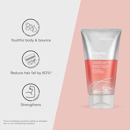 Joico YouthLock Treatment Masque with Collagen - Nourish, Soften, Strengthen & Protect Hair - Sulfate Free - 5.1 Fl Oz