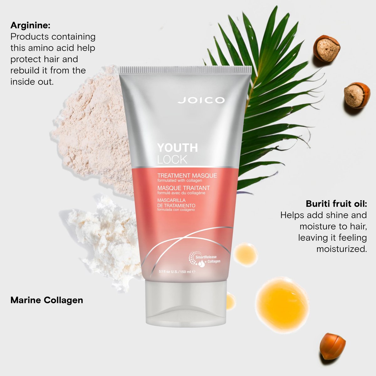 Joico YouthLock Treatment Masque with Collagen - Nourish, Soften, Strengthen & Protect Hair - Sulfate Free - 5.1 Fl Oz - görsel 9