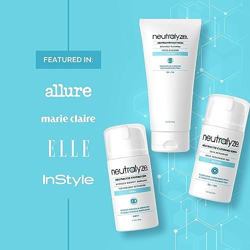 Neutralyze Moderate to Severe Acne Treatment Kit 2.0 - Maximum Strength 3-Step Acne Kit with 2% Salicylic Acid, 2% Mandelic Acid & Nitric Oxide - Face Wash, Clearing Serum & Synergyzer Avelisse