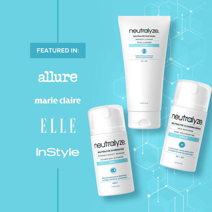 Neutralyze Moderate to Severe Acne Treatment Kit 2.0 - Maximum Strength 3-Step Acne Kit with 2% Salicylic Acid, 2% Mandelic Acid & Nitric Oxide - Face Wash, Clearing Serum & Synergyzer Avelisse