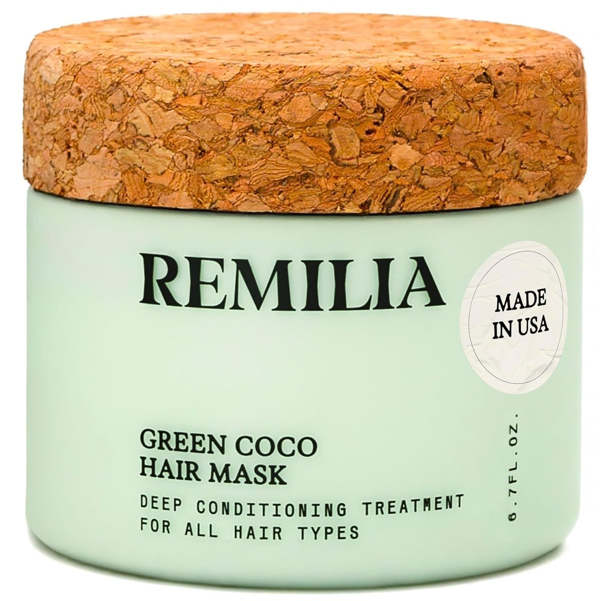 Remilia Hair Green Coco Hair Mask with Coconut Oil, Avocado Oil, Castor Oil, Green Tea & Rice Protein for Smoothness and Manageability - 200 ml (6.7 fl oz) Avelisse