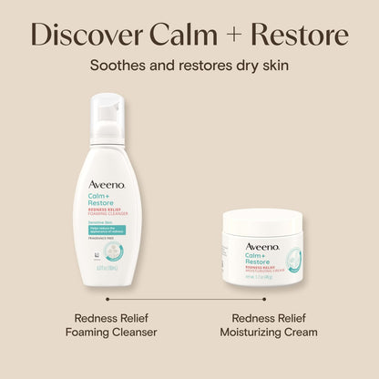 Aveeno Calm + Restore Facial Moisturizer for Redness Relief, Non-Comedogenic, Ceramide & Vitamin B5, Hypoallergenic, Fragrance-Free, 1.7 oz
