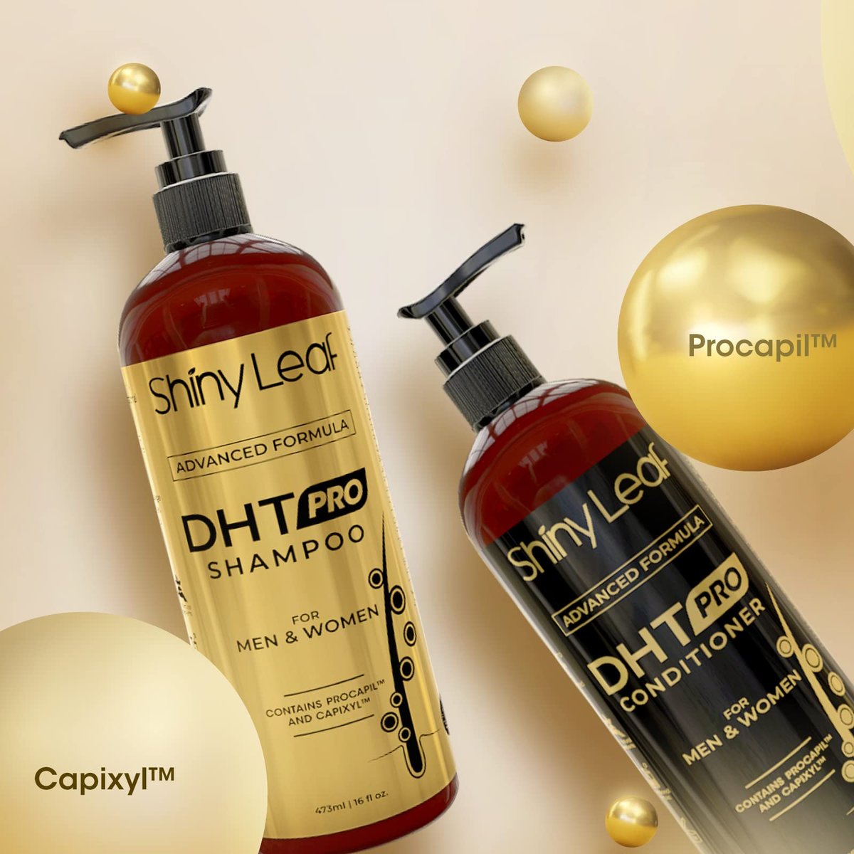 DHT Pro Shampoo and Conditioner Set - Advanced Hair Loss Solution with Procapil and Capixyl for Men and Women, Made in USA Avelisse