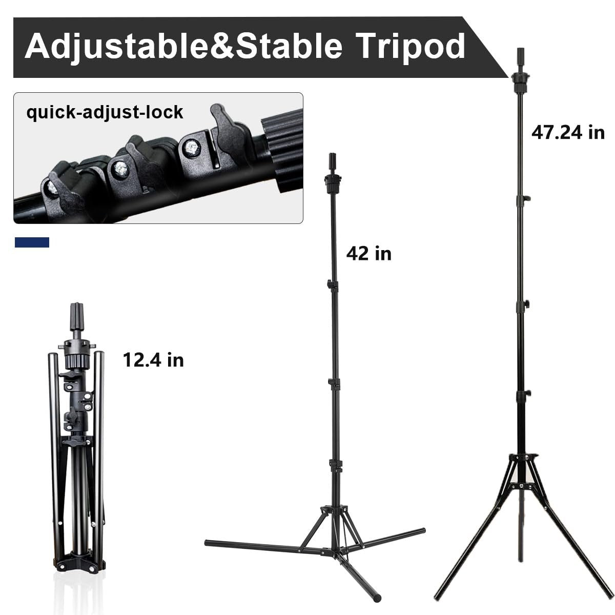 23 Inch Canvas Block Wig Head with 47 Inch Tripod Stand - SZCY LLC Mannequin Head for Wig Display, Styling, and Practice with Wig Caps, T C Pins & Brush Avelisse