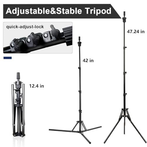 23 Inch Canvas Block Wig Head with 47 Inch Tripod Stand - SZCY LLC Mannequin Head for Wig Display, Styling, and Practice with Wig Caps, T C Pins & Brush Avelisse
