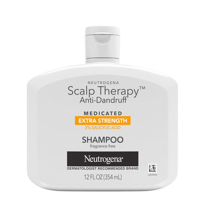 Neutrogena Scalp Therapy Anti-Dandruff Extra Strength Medicated Shampoo with 3% Salicylic Acid, Fragrance Free, 12 fl. oz