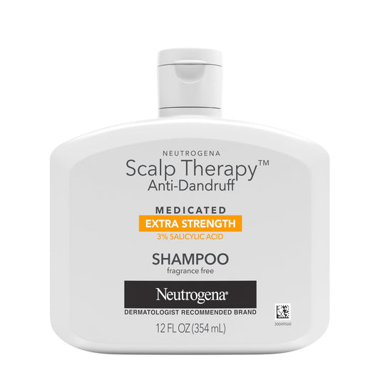 Neutrogena Scalp Therapy Anti-Dandruff Extra Strength Medicated Shampoo with 3% Salicylic Acid, Fragrance Free, 12 fl. oz
