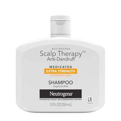 Neutrogena Scalp Therapy Anti-Dandruff Extra Strength Medicated Shampoo with 3% Salicylic Acid, Fragrance Free, 12 fl. oz