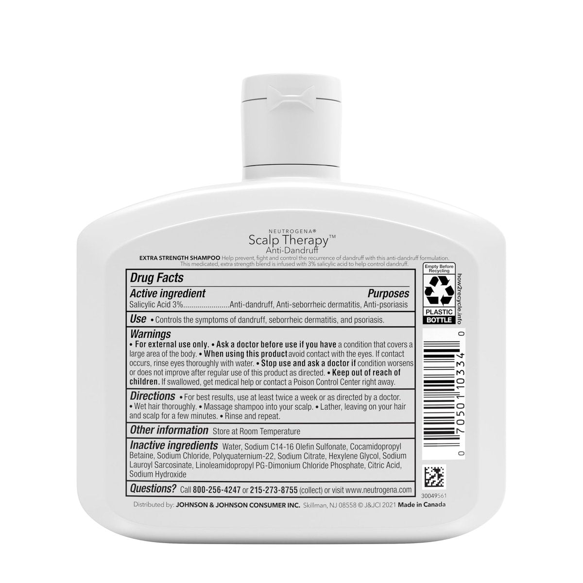 Neutrogena Scalp Therapy Anti-Dandruff Extra Strength Medicated Shampoo with 3% Salicylic Acid, Fragrance Free, 12 fl. oz - görsel 15
